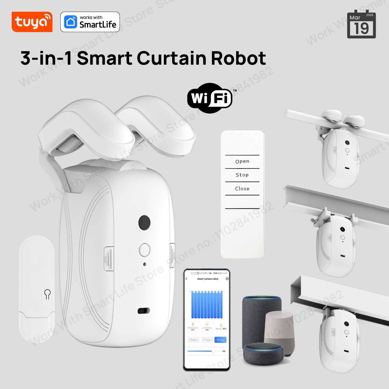 Smart Home Living - 1/2 Buah Robot Tirai WiFi Pintar