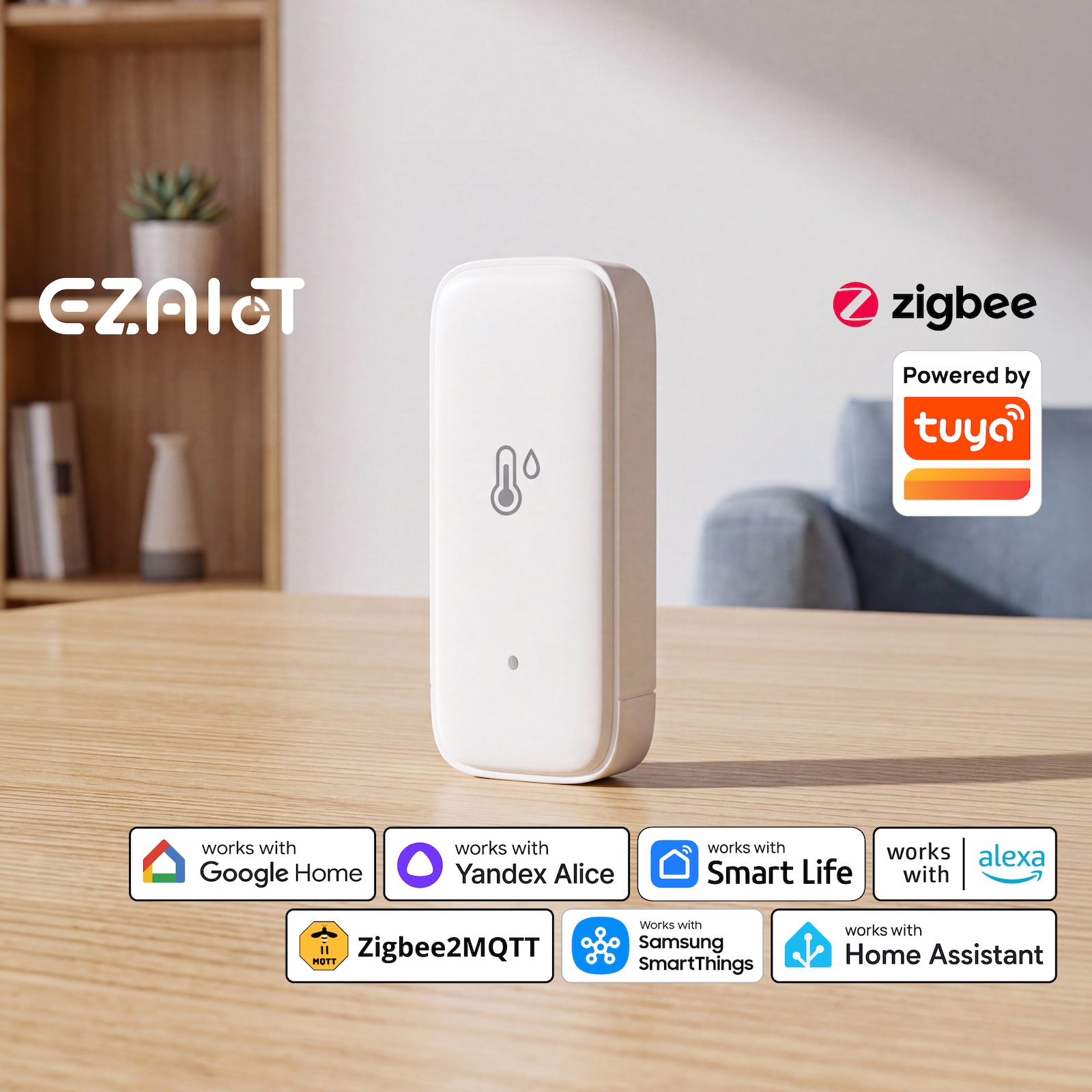 Smart Home Hub Samsung - Sensor Suhu Kelembaban Tuya Zigbee3.0 Termometer