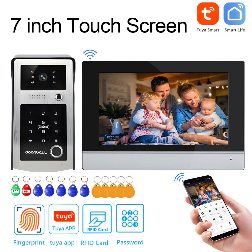 Smart Home Video Doorbell App - Wifi Tuya Layar Sentuh 7 Inci