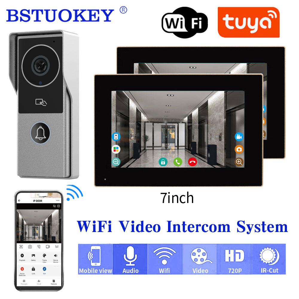 Smart Home Video Doorbell App - TUYA 1080P 7/10 Inci Layar Sentuh