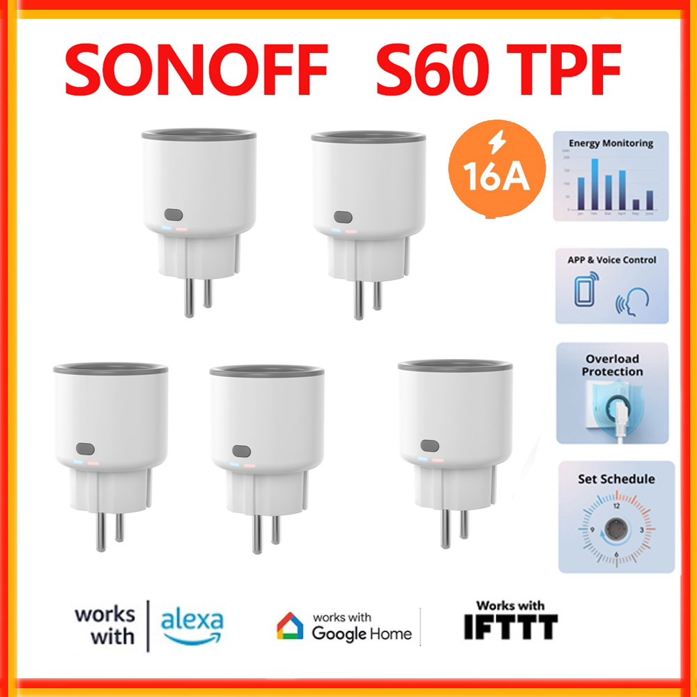 SONOFF S60 TPF Wifi Smart Plug - Smart Home Energy App ulasan dan harga