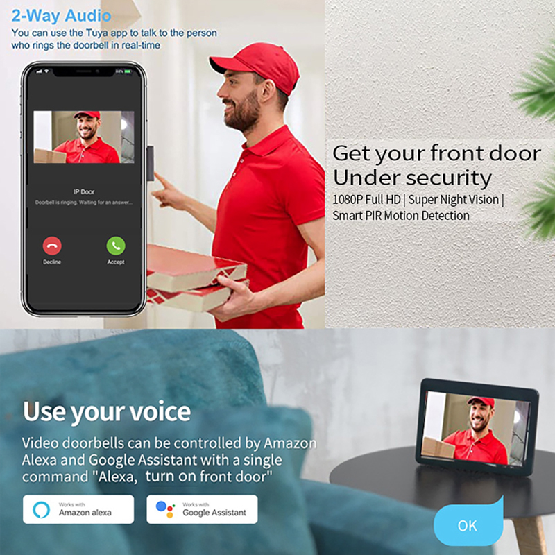 Tuya 1080P Wifi Video Bel Pint - Smart Home Video Doorbell App ulasan dan harga