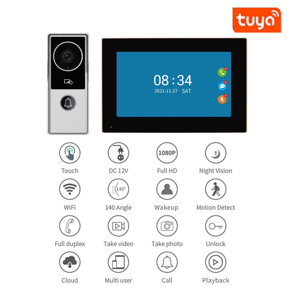 TUYA 1080P 7/10 Inci Layar Sen - Smart Home Video Doorbell App ulasan dan harga